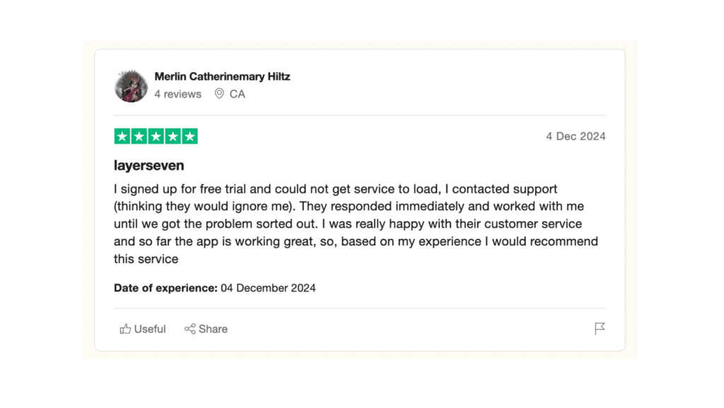 Layerseven review on trustpilot