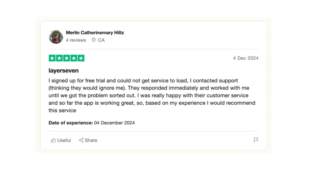 Layerseven review on trustpilot
